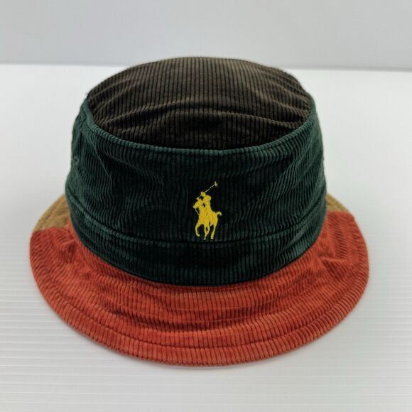 Polo Ralph Lauren Colorblock Corduroy Bucket Hat S/M Green Navy Tan Orange main image 5